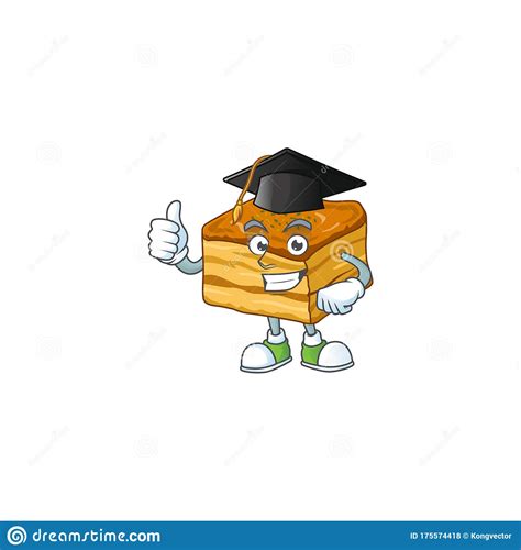 Happy Face Of Baklava In Black Graduation Hat For The Ceremony Stock