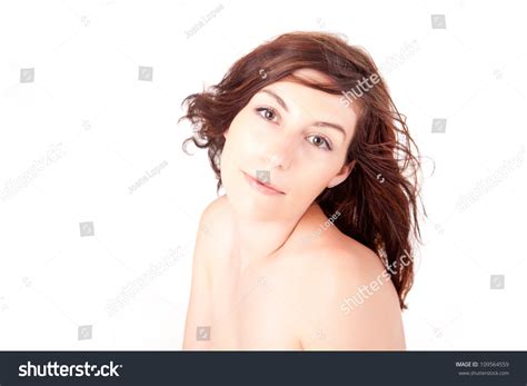 Beautiful Naked Woman Over White Background Stock Photo