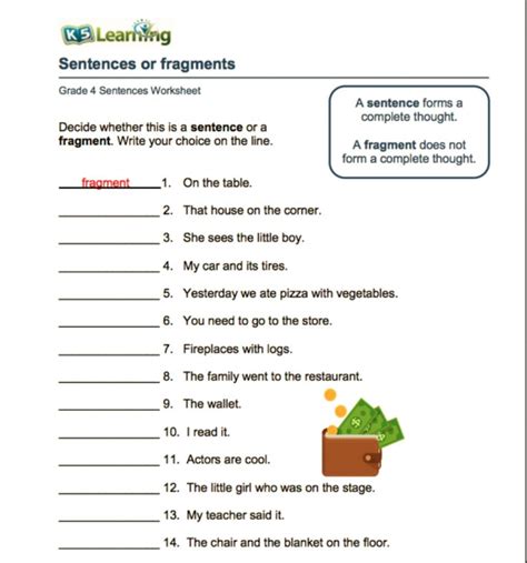 Sentence Fragment Worksheets With Answer Key Worksheetsday