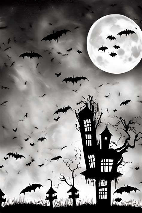 Haunted House Silhouette Graphic · Creative Fabrica