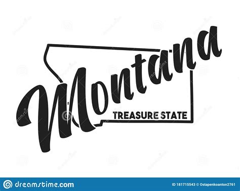 Vector Image Of Montana Lettering Nickname Treasure State United