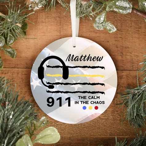 911 Dispatcher Personalized Ornament Thin Yellow Line Ornament 911