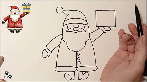 How To Draw A Santa Claus With A Present Kako Nacrtati Deda Mraza Sa