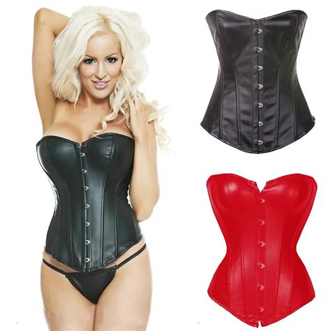 Sexy Women Steampunk Corselet Strapless Waist Leather Corset Body Shapewear Bustier Overbust