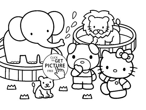 Gambar Cute Zoo Animal Coloring Pages Home Kitty Animals Page Kids Di