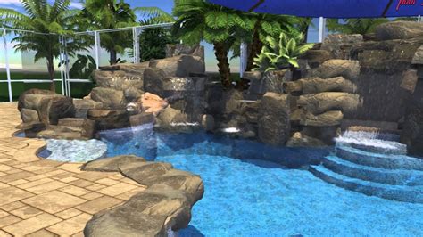 Custom Pool With Rock Waterfall And Slide Youtube