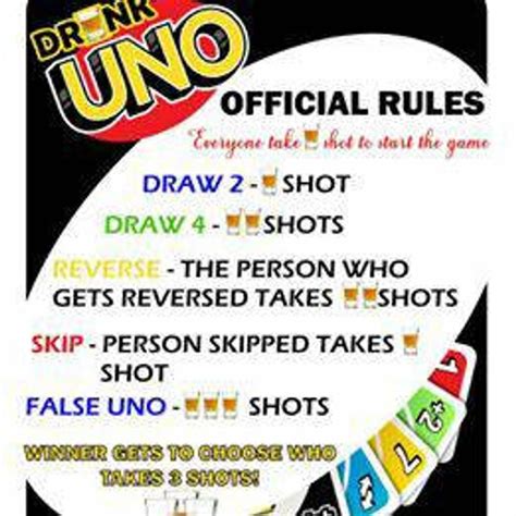Drunk Uno Rules Printable
