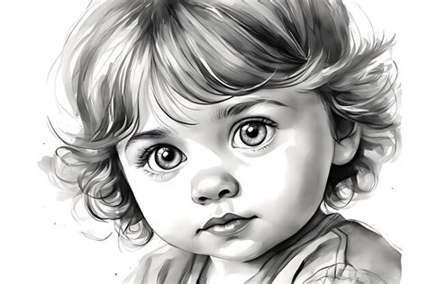 Desenho para colorir de rosto de bebê para impressão e cor Foto Premium