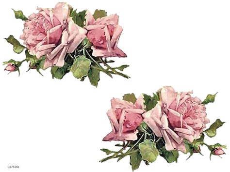 Vintage Xl Klein Pink Cabbage Roses Shabby Decals Furniture Etsy
