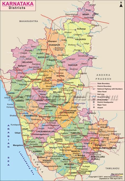 The state extends for about 420 miles from north to south and for about 300 miles from east to west. Karnataka District Map | District Maps | Pinterest