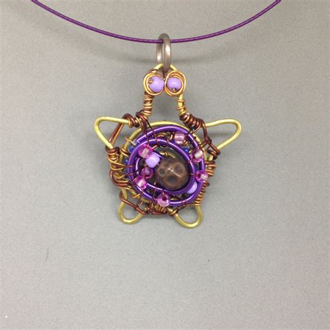 Turtle Pendant Bronze Copper Purple Necklace Aluminum Wire
