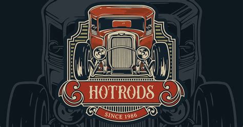 Vintage Badge Logo Automotive Hot Rod V1 Graphic Templates Envato