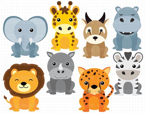African Safari Animals Vector Clipart By MyClipArtStore | TheHungryJPEG