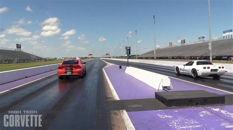 Watch This Drag Race Between A Modified Hellcat And A Twin Turbo C5