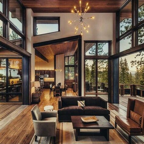 Rustic modern home interior with shiplap walls and muted green & blue home accents. Luxury Mountain Cabin | Modern lodge, Modern mountain home ...