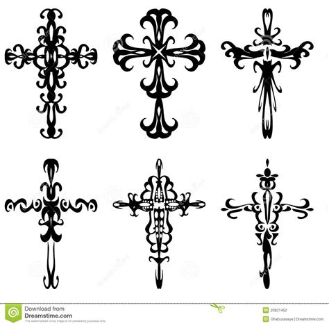 Ilustración esquema del vector aislado en el fondo blanco. Crosses stock vector. Illustration of faith, artistic ...