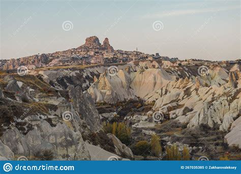 Uchisar Castle And Town Cappadocia Central Anatolia Stock Image