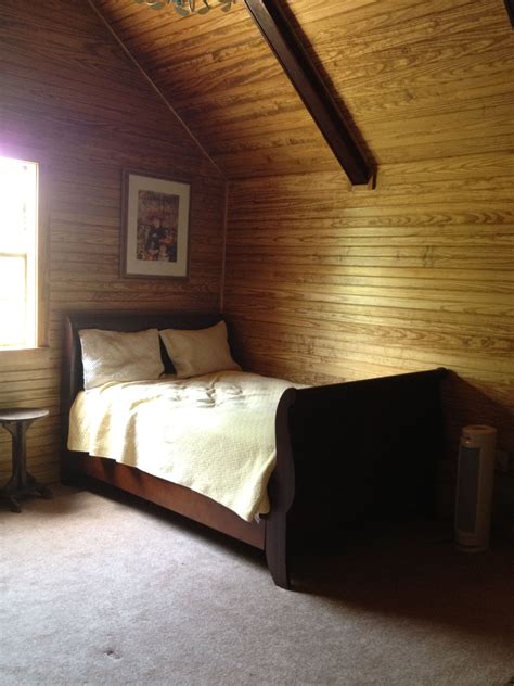 Stained Beadboard Walls And Sloped Ceiling Stained Beadboard Walls