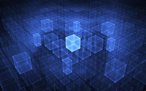 Wallpaper Abstract 3d Space Symmetry Blue Cube Pattern Texture