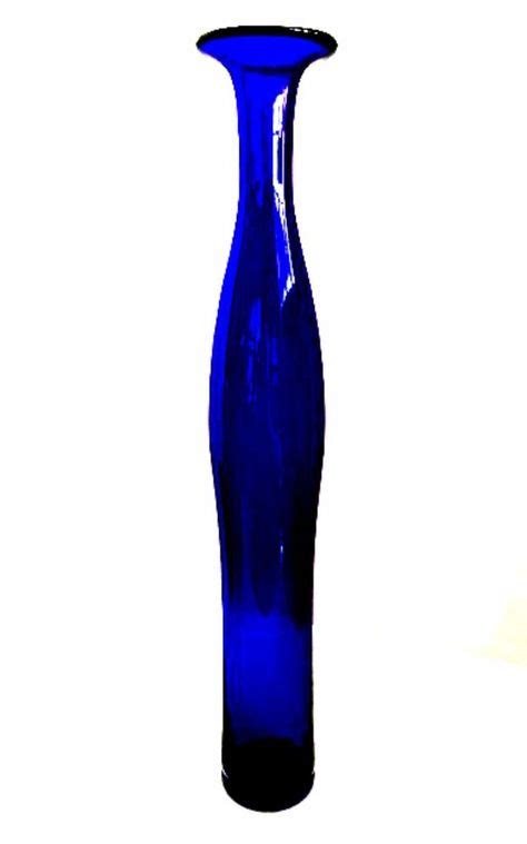 Cobalt Blue Glass Vase Tall Slender Bottle Home Decor 195 Tall Blue