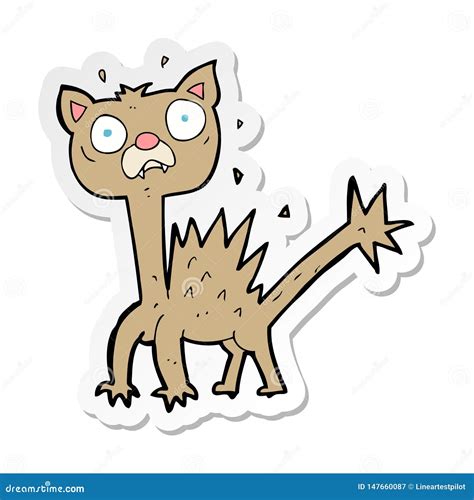 Sticker Of A Cartoon Scared Cat Stock Vector Illustration Of Silly