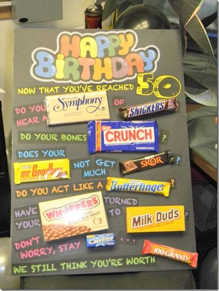And given that many of my friends are my contemporaries, there continues to be an onslaught. 50th Birthday Gift Ideas | Candy bar poster, 50th birthday ...
