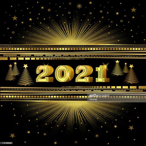 Gold Happy New Year 2021 On Black Background High Res Vector Graphic