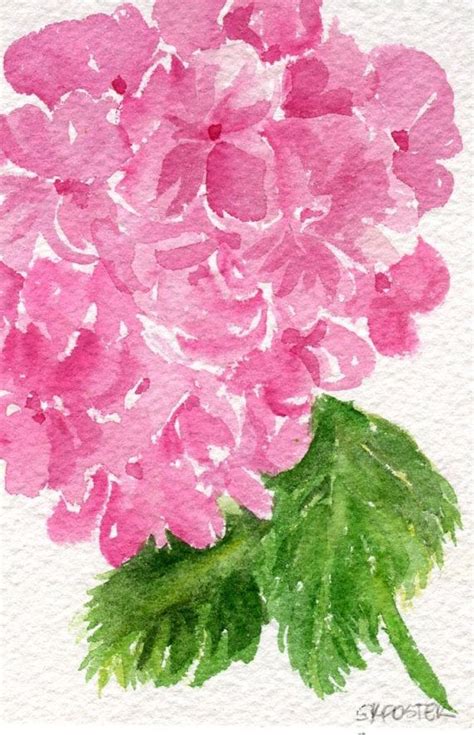 Pink Hydrangeas Original Watercolor Painting Small Flower Etsy In