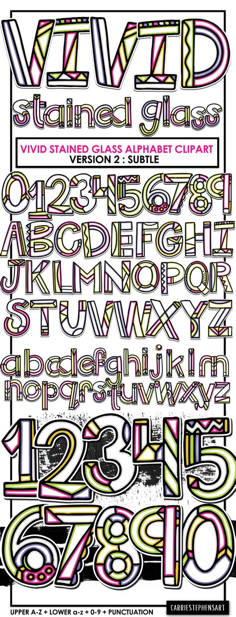Vivid Stained Glass Alphabet Clipart Png Modern Geometric Etsy