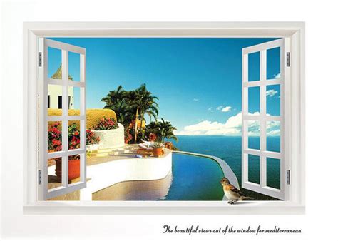3d Beach Sea Window Scenery Wall Decals The Decal House