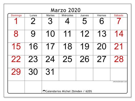 Calendario Marzo 2020 62ds Michel Zbinden Es
