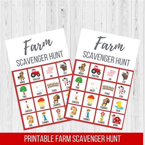 Farm Scavenger Hunt Printable For Kids Field Trip Digital Download