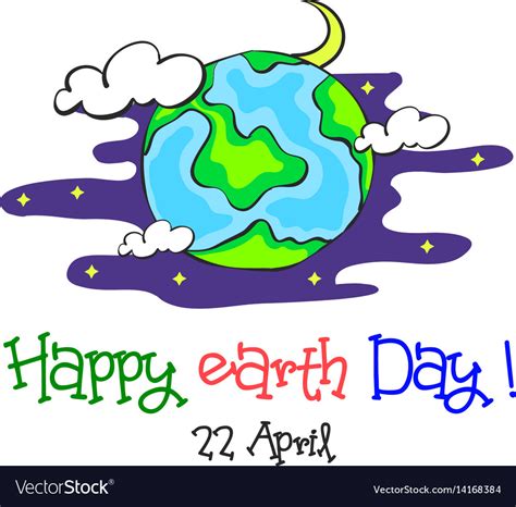 Earth Day Cartoon World At Night Royalty Free Vector Image