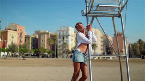 Beautiful Sexy Shemale Woman Posing At The Beach Stock Video Igor