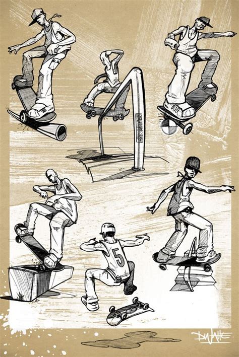 Skater Series Skateboarder Drawing Art Reference Poses Cartoon Drawings