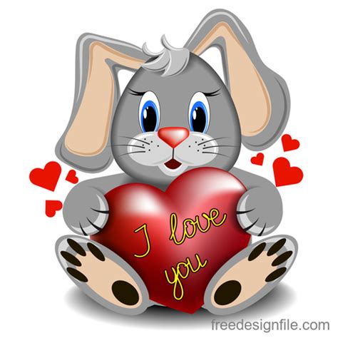 Cartoon Rabbit With Heart Vector Free Download
