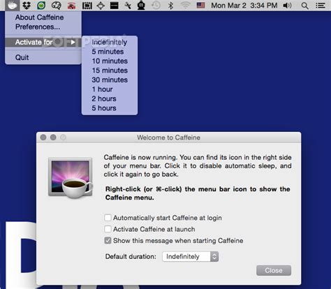 However, caffeine might interfere with some apps: Caffeine 1.1.1 Free Download For Mac