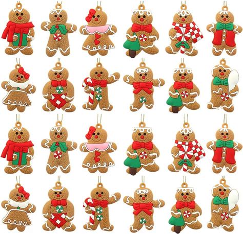 Veraing 24pcs Gingerbread Man Ornaments For Christmas Tree Decorations