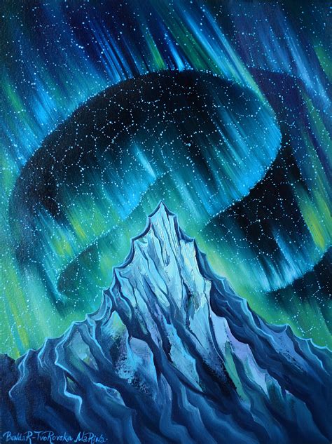 Aurora Borealis Northern Lights Stars Oil Painting Original Etsy