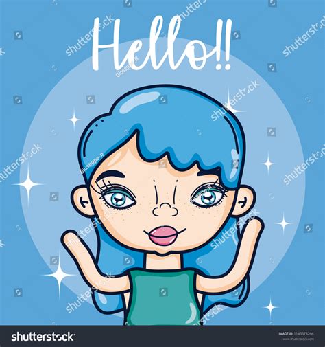 Girl Saying Hello Cartoon Stock Vector Royalty Free 1145573264
