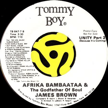 Afrika Bambaataa James Brown Unity S White Promo Breakwell Records