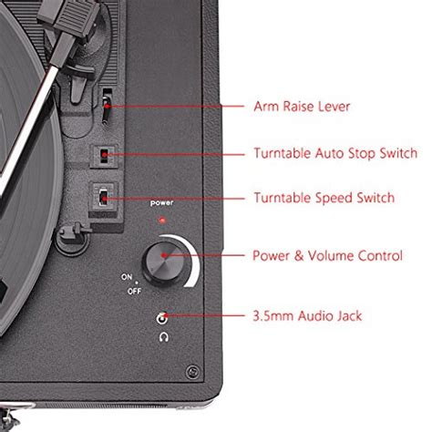 Musitrend Vinyl Record Player Classic Portable Suitcase 3 Speed