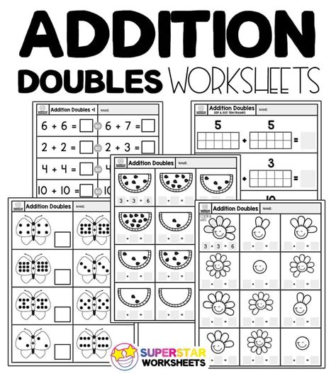 Addition Doubles Worksheets Superstar Worksheets