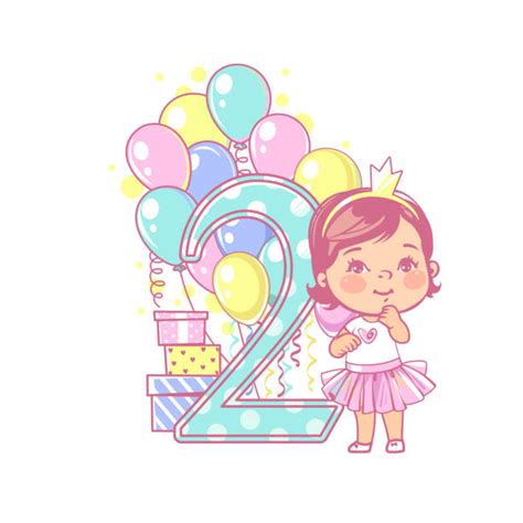 Happy 2nd Birthday Girl Illustrations Royalty Free Vector Graphics