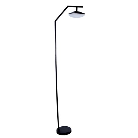 Standing Tall Black Floor Lamp With Arched Neck And Enclosed Shade