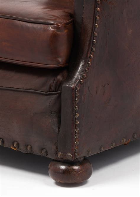 French Vintage Wingback Leather Club Chair At 1stdibs Leather