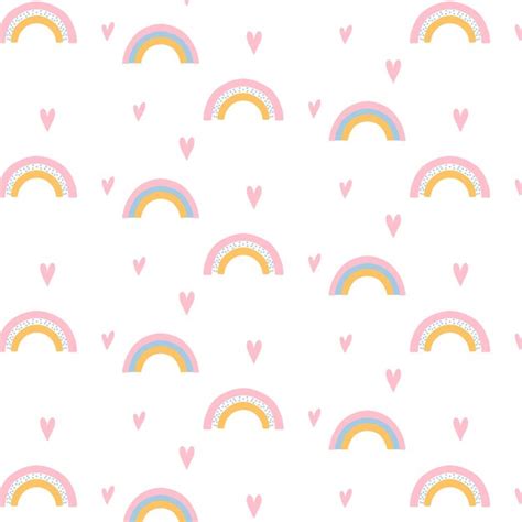 Premium Vector Vector Seamless Pattern With Rainbows And Hearts Cute