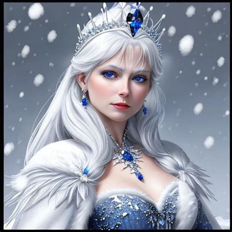 Snow Queen Wearing Sapphire Jewelry Openart