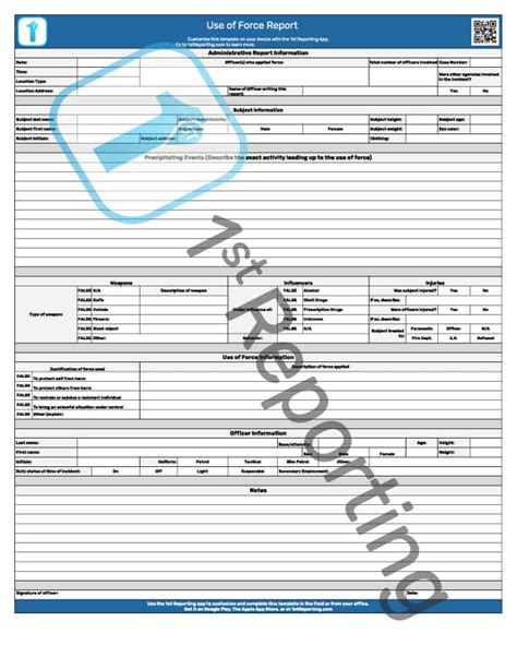 Make The Use Of Force Report Form Easier For Officers Download Here