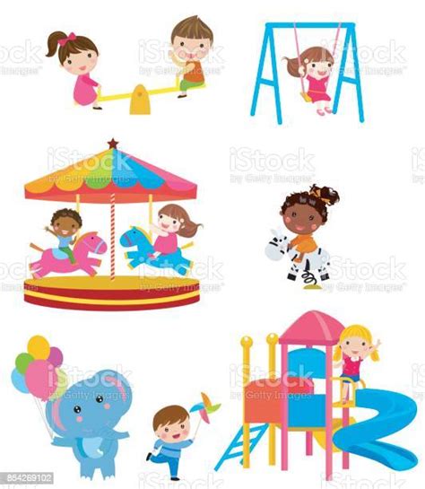 Children Playing In The Park Illustration Stock Illustration Download